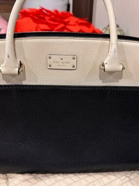 Kate Spade; black/off white bag; leather